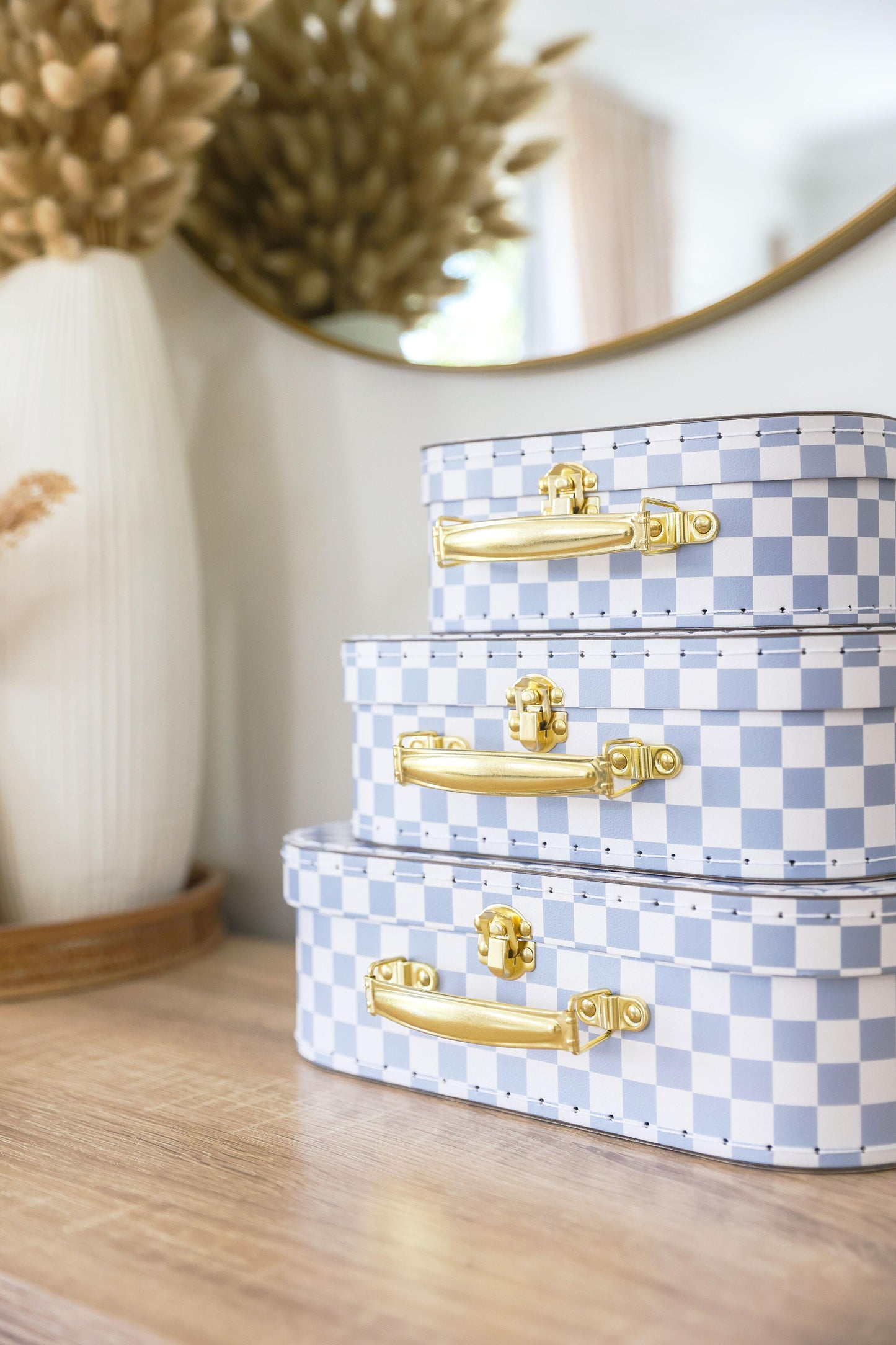 Kids Carry Case Set - Blue Check
