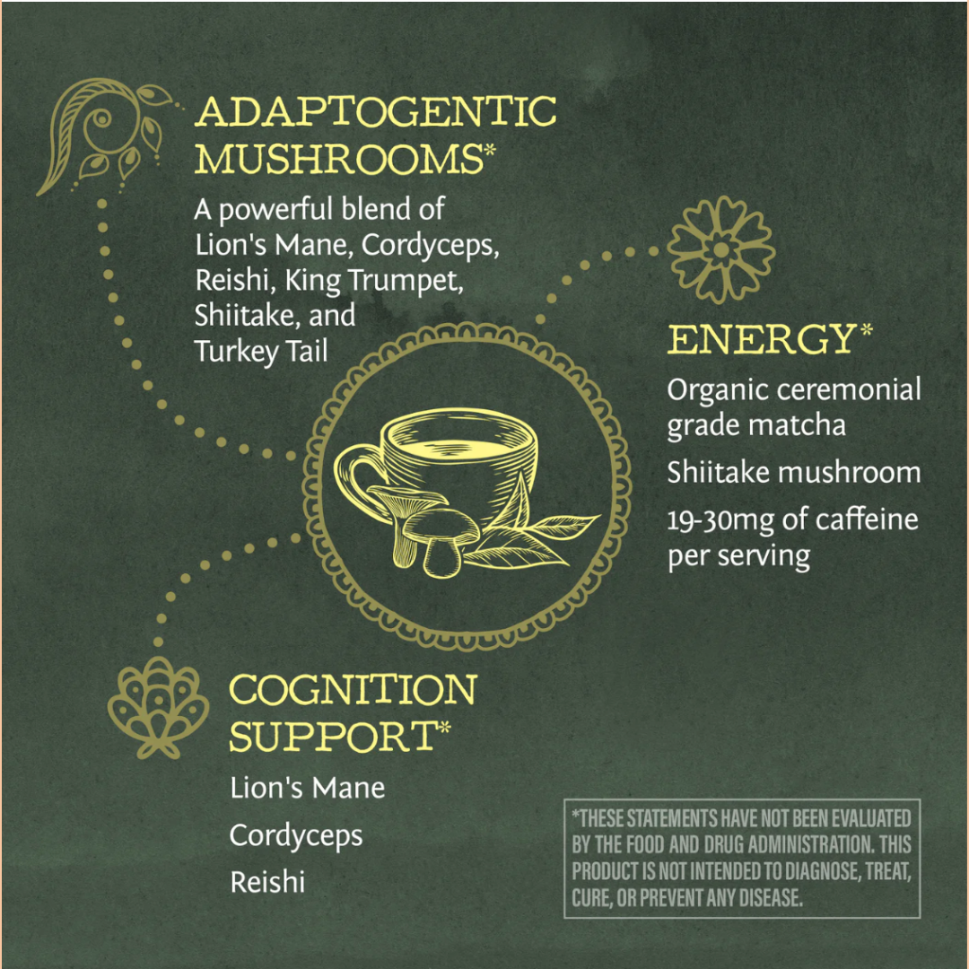 Be Well Matcha & Mushroom Drink Mix - Adaptogenic Coffee