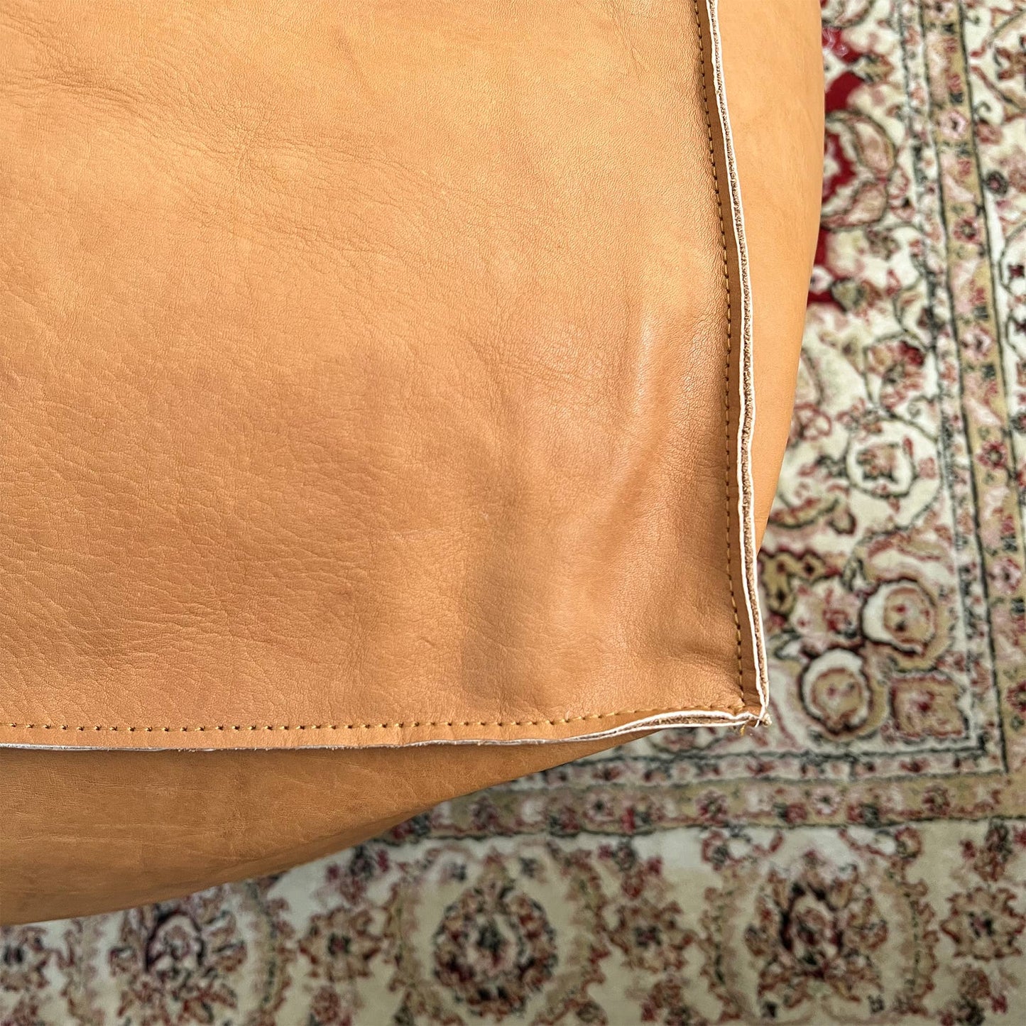 CowHide Leather OttomanTable-Unstuffed