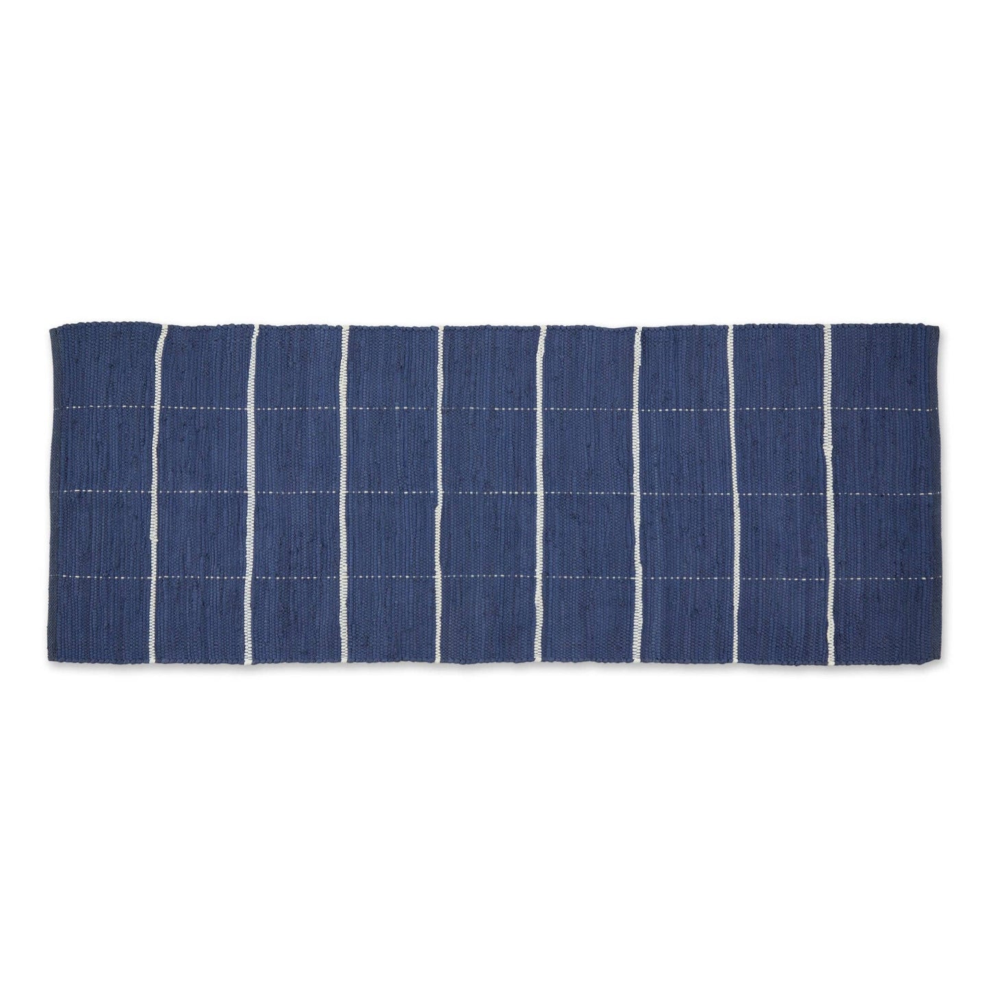 French Blue & Cream Farmhouse Check Rug 2Ft 3In x 6Ft