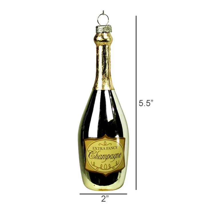 Champagne Bottle Ornament, Glass