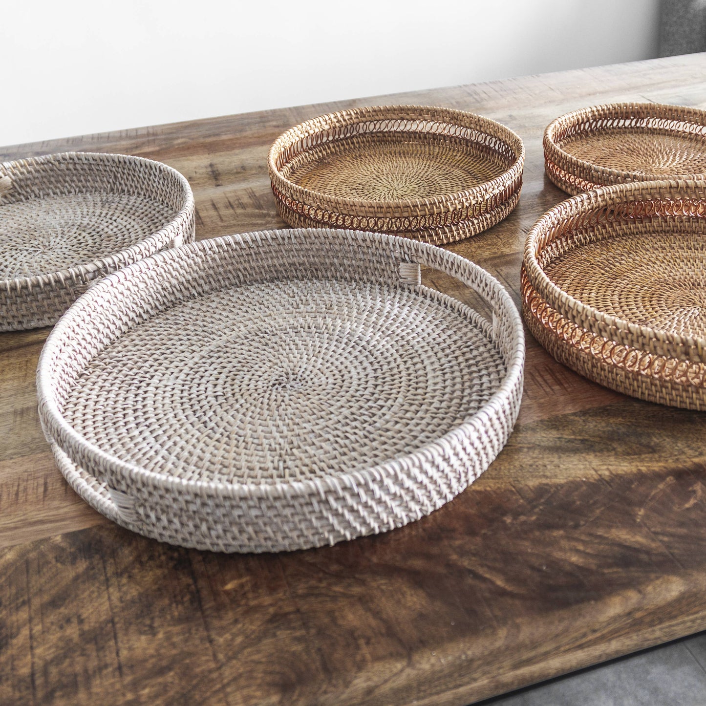 Round Rattan Tray