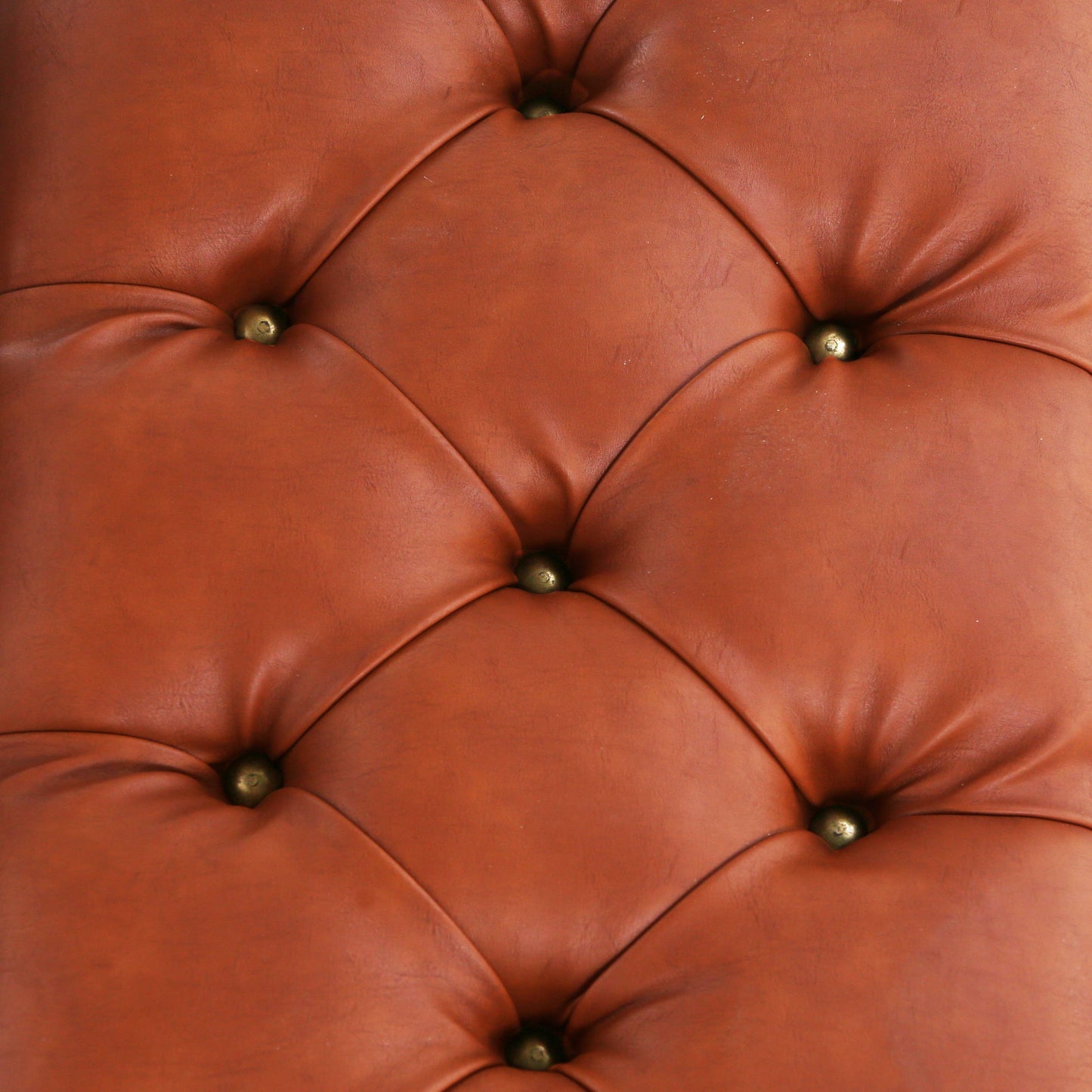 Tan Tufted Faux Leather Storage Bench 17" height