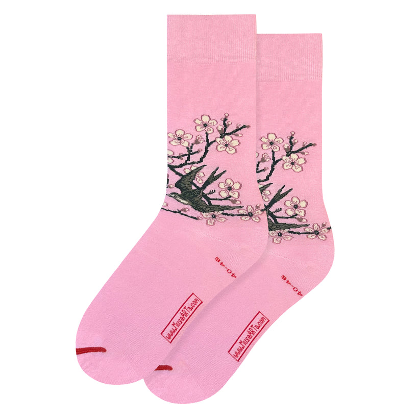 Crane Almond Blossom and Swallow Socks