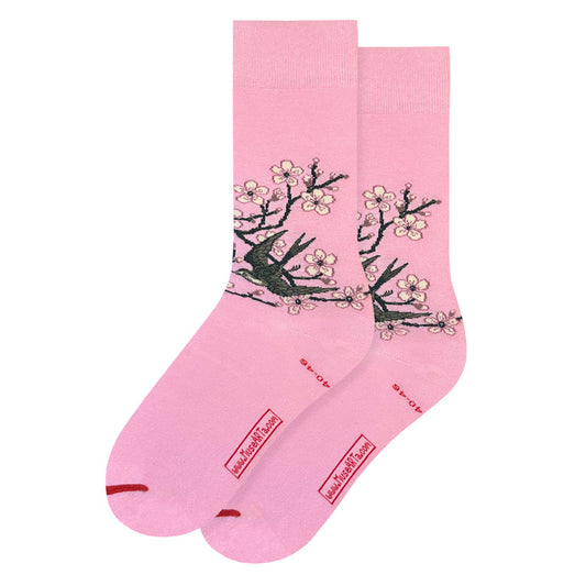 Crane Almond Blossom and Swallow Socks