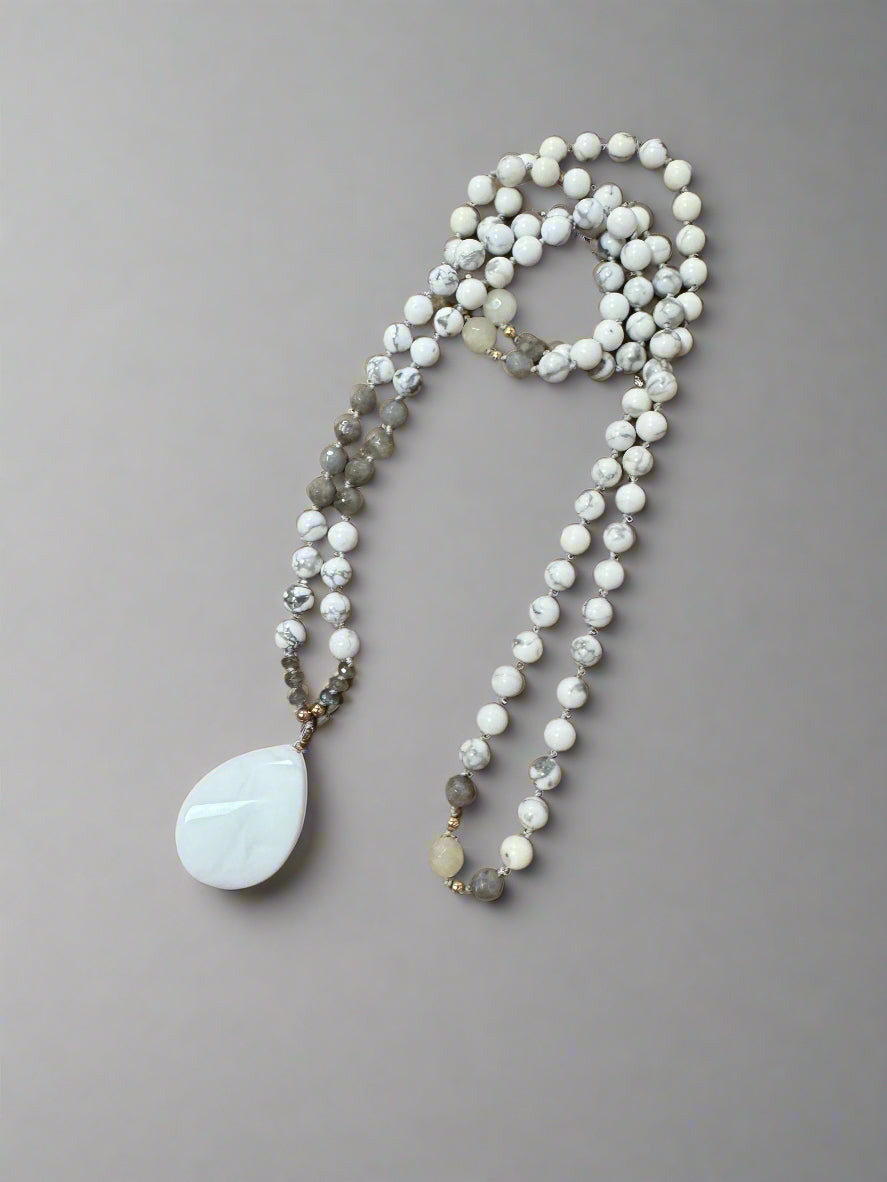 White Turquoise & Quartz Serenity Mala