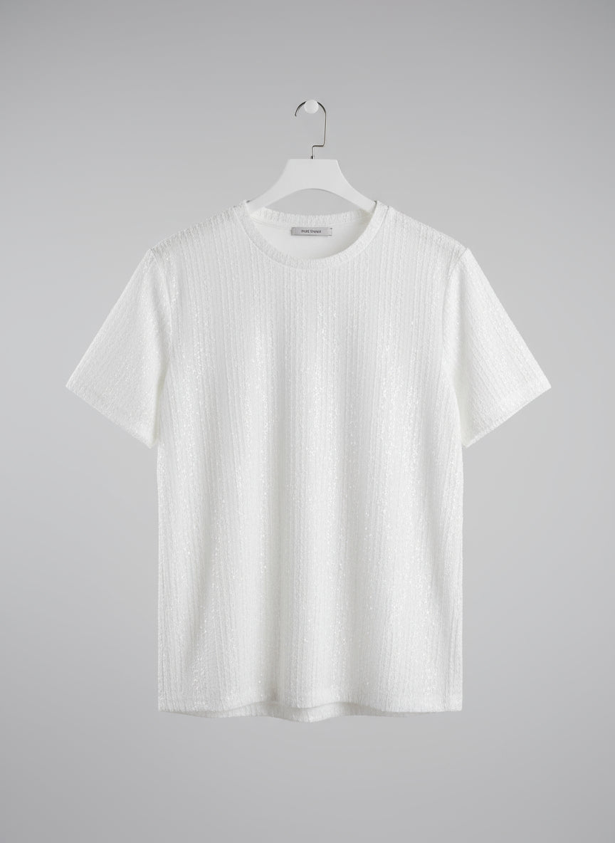 White Textured Pullover