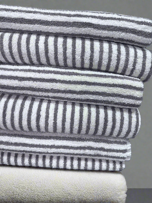 Oyster Striped Organic Turkish Cotton Spa Towels