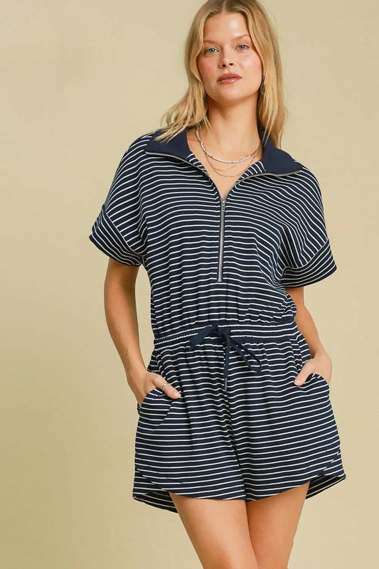 Navy & Cream Romper