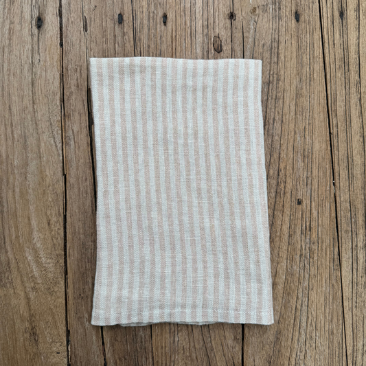 4-piece Oyster Pin Stripe Luxury Linen Napkins - Set of 4