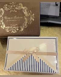 Fine Italian Stationary Navy & Ivory Striped Envelope