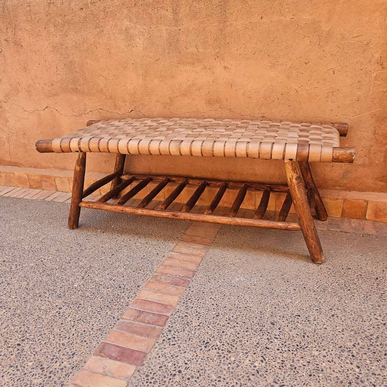 Wooden Bench with Built-In Storage