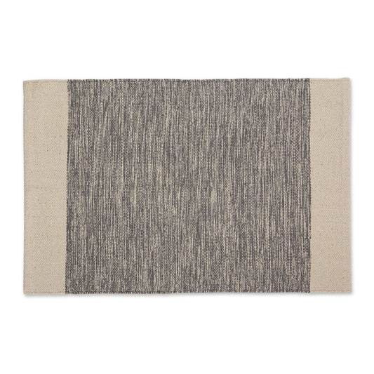 Gray Variegated Border Hand-Loomed Rug