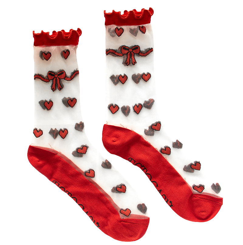 Sheer Heart Socks in Red