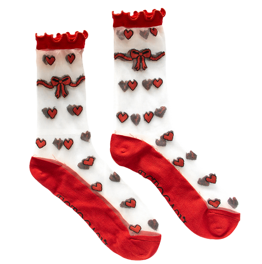 Sheer Heart Socks in Red