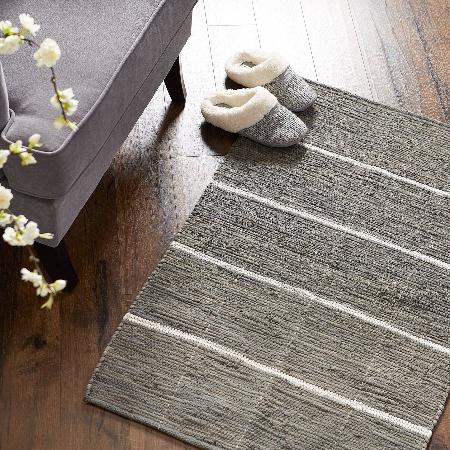 Gray & Cream Farmhouse Check Rug 26X40