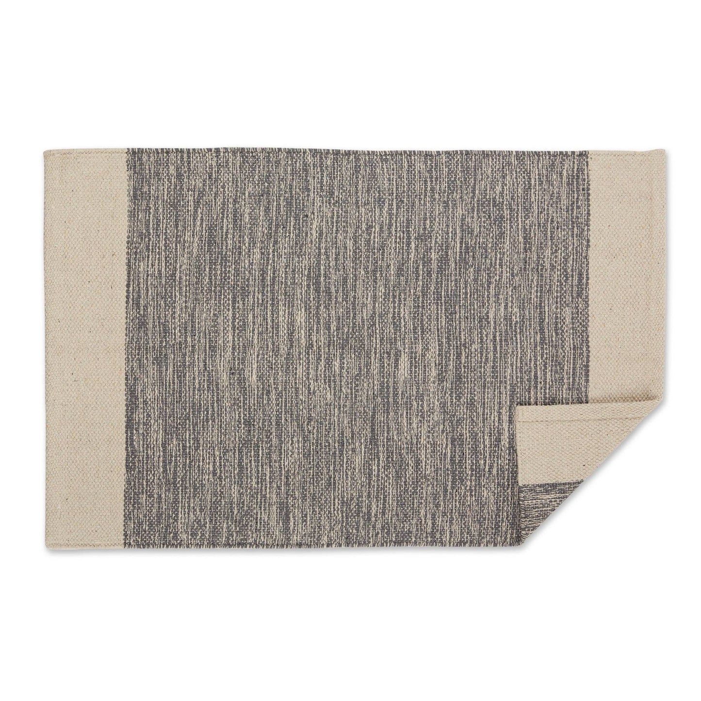 Gray Variegated Border Hand-Loomed Rug