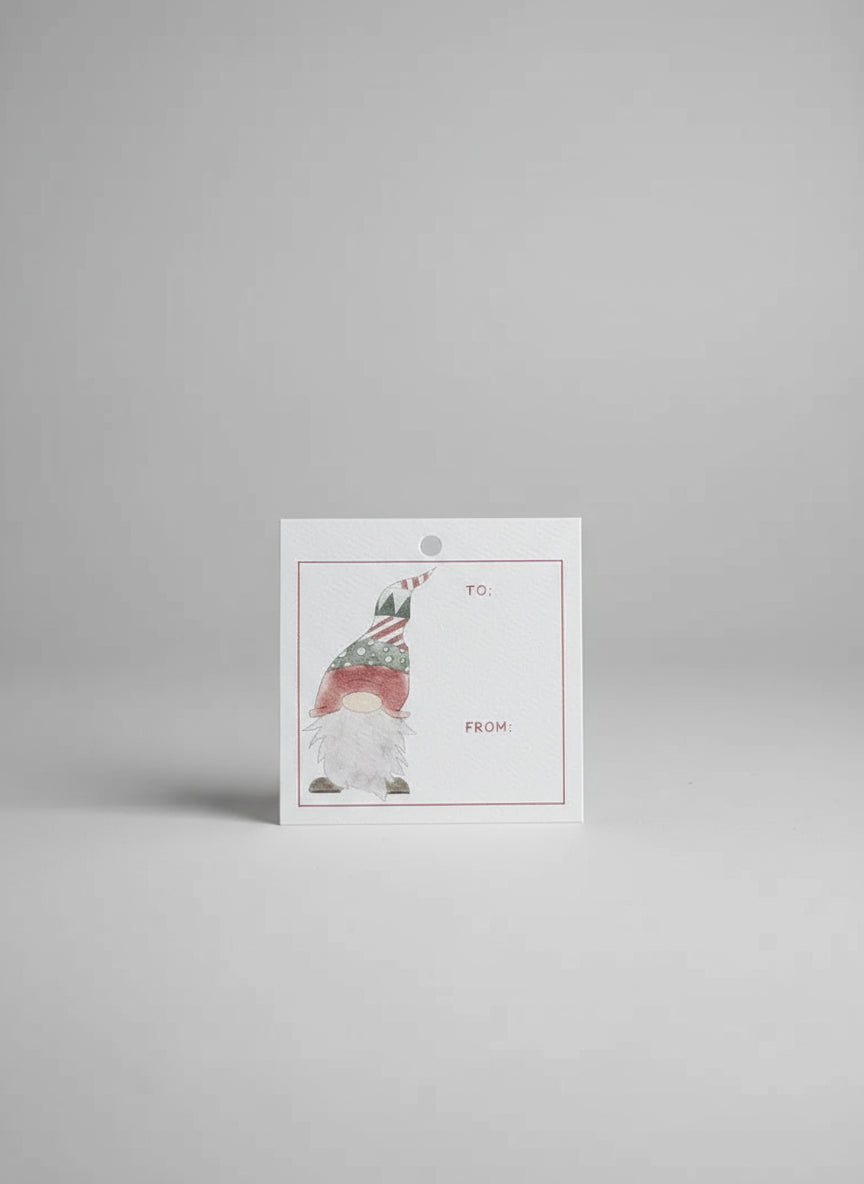 Red Gnome Gift Tag - set of 6
