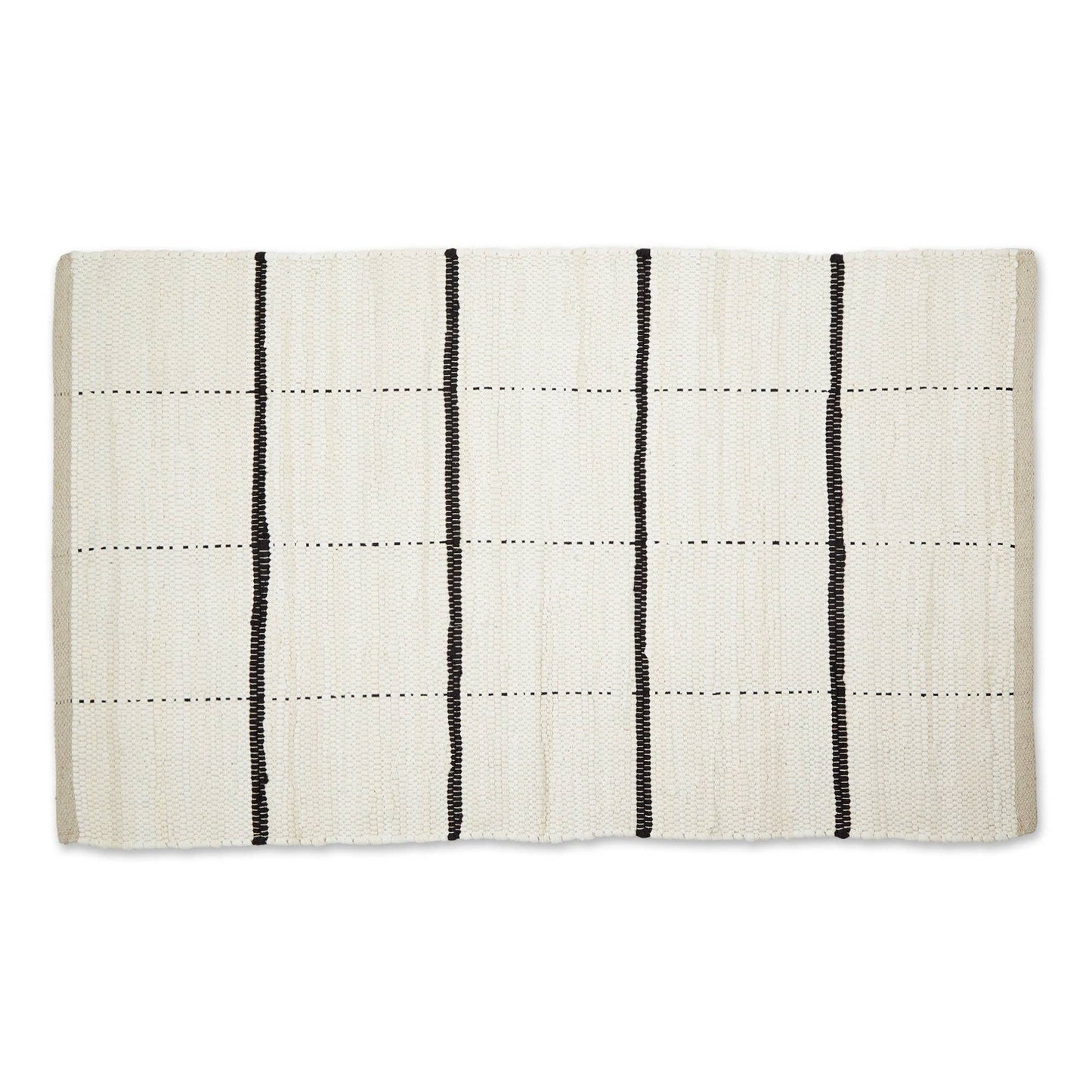 Cream & Black Farmhouse Check Rug 2x3