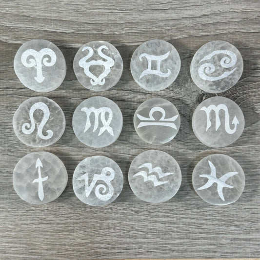 Zodiac Selenite Disc Coins