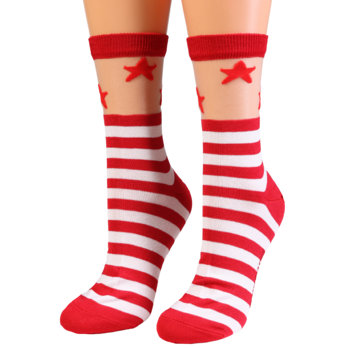 Sheer Striped Cotton Socks