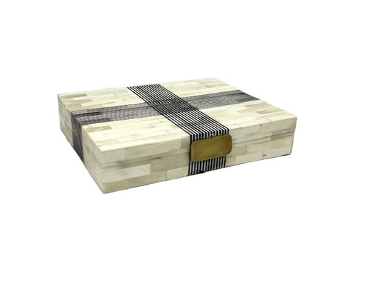 Bone Black & White Buckled Box (S)