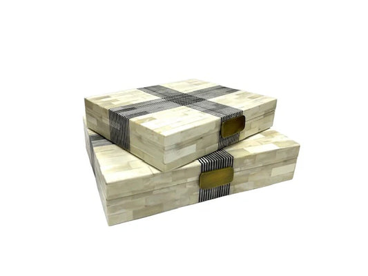 Bone Black & White Buckled Box (L)