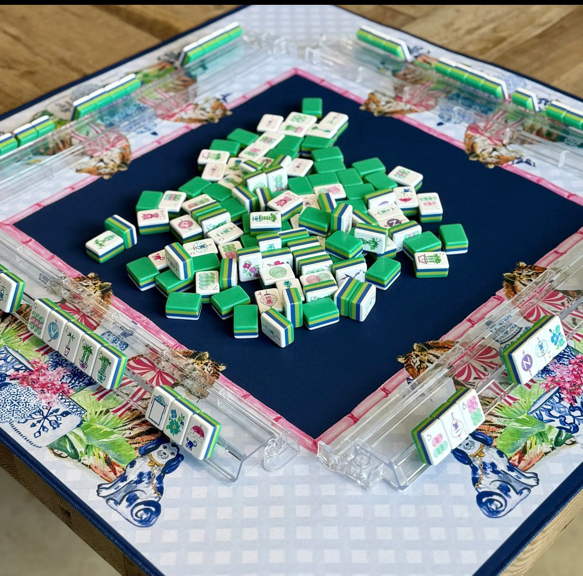 Mahjong Mat Chinoiserie Tigers