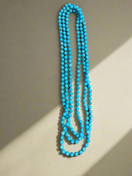 140" Turquoise Hand Knotted Necklace