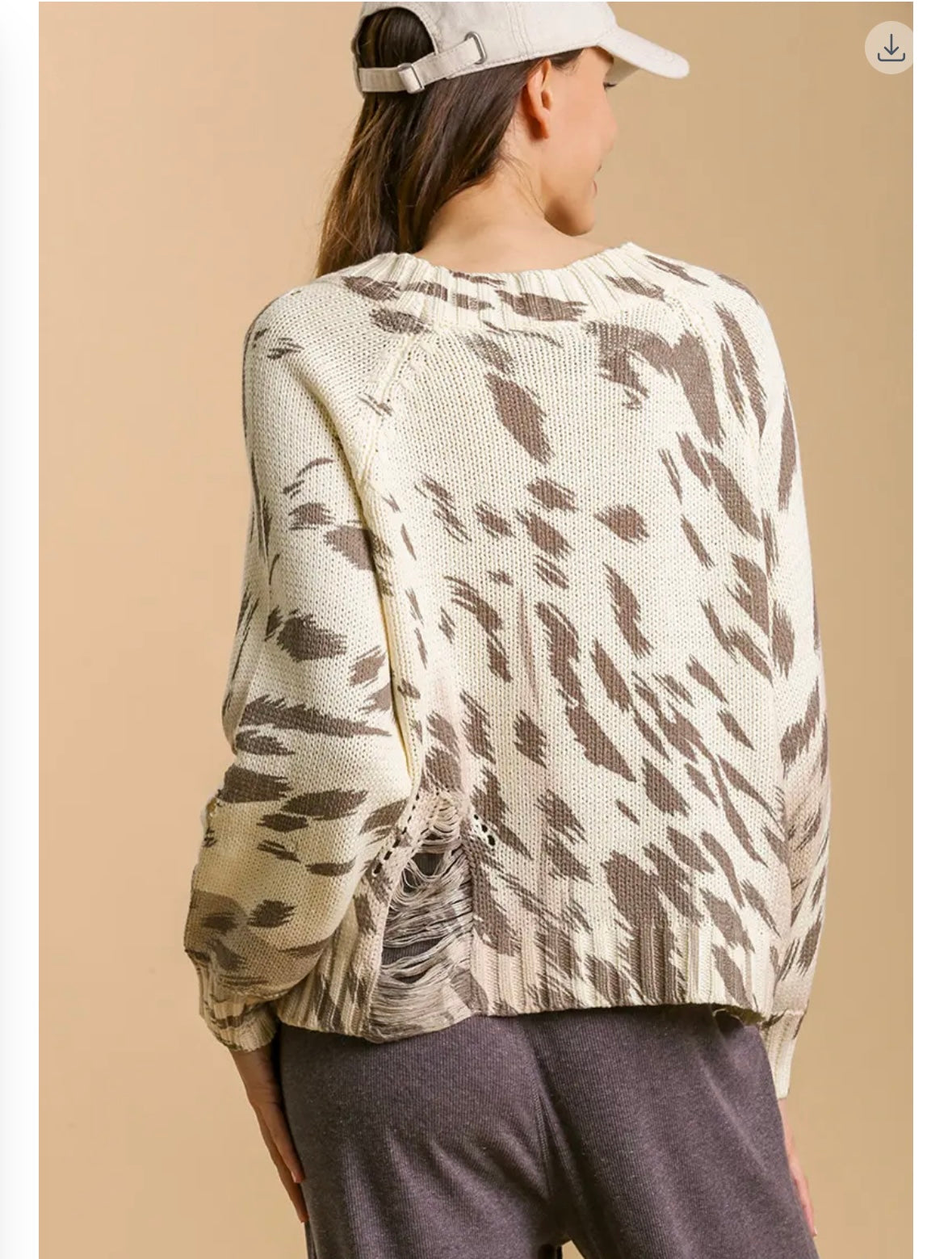 Distressed Animal Print Sweater