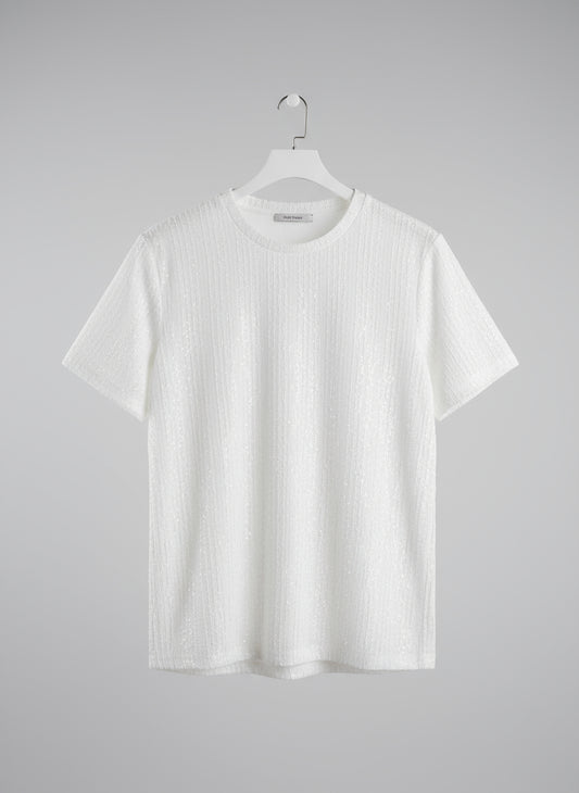 White Textured Pullover