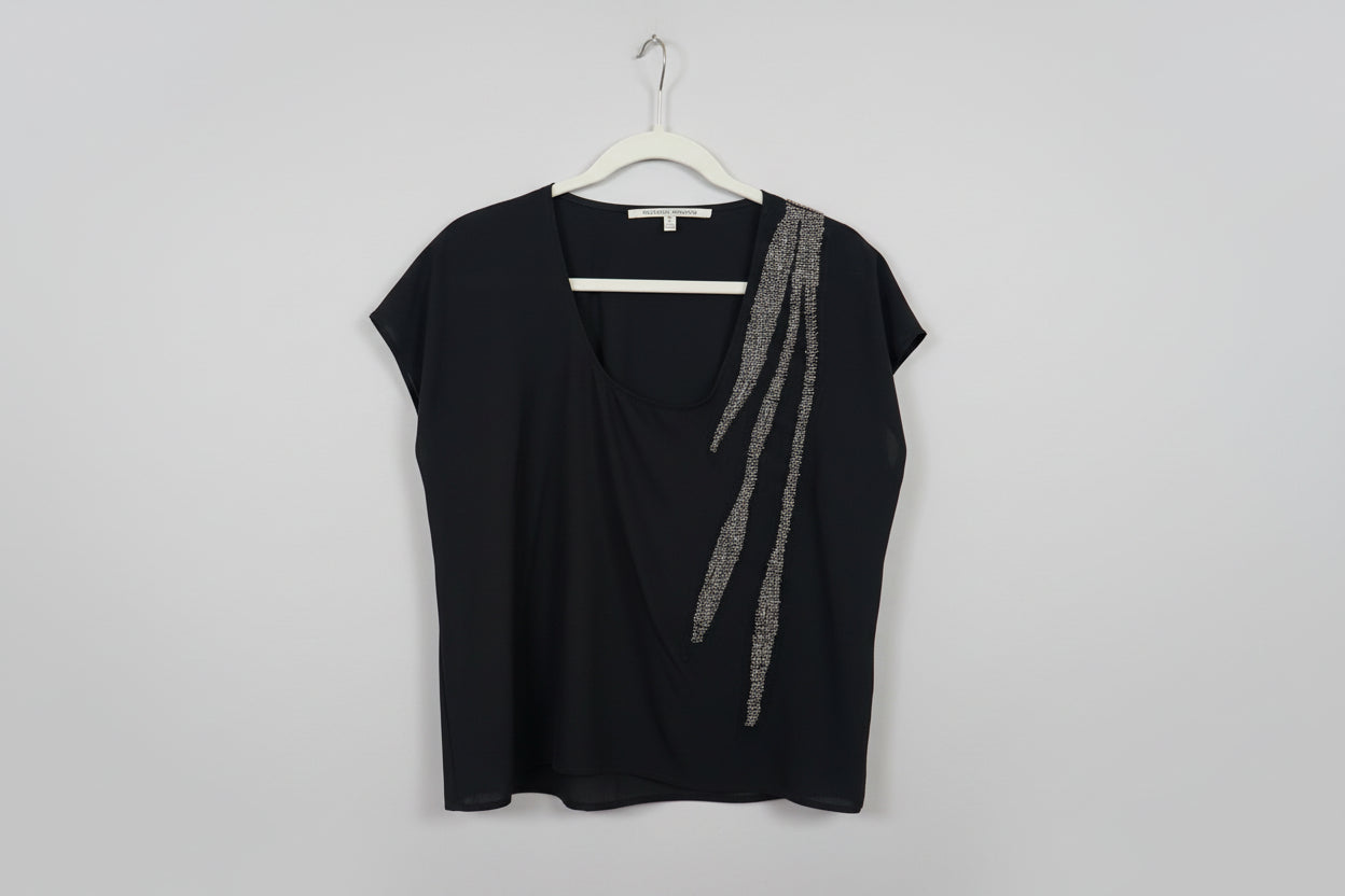 Short Sleeve Blouse with Beading Detail