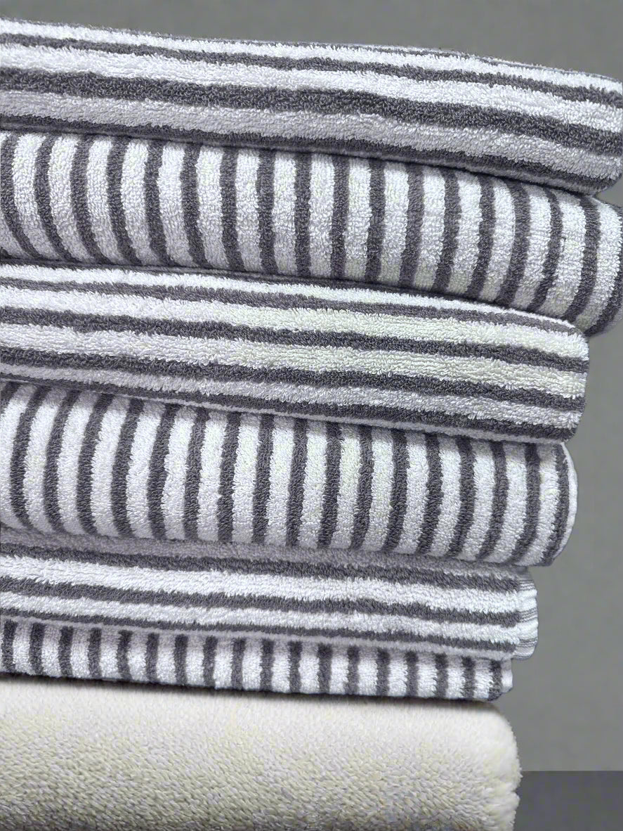 Oyster Striped Organic Turkish Cotton Spa Towels