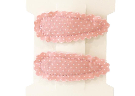 Hair Clip Set Pink White Spot