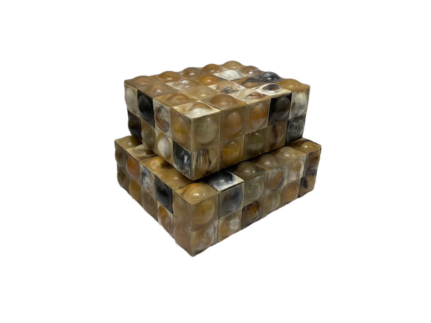 Buffalo horn hand hand carved 3-D designed bubble box (M)
