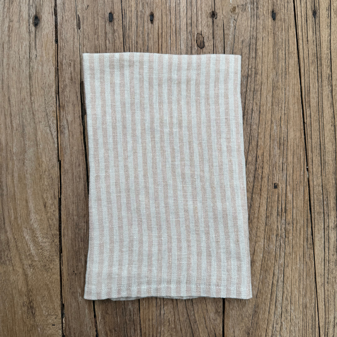 4-piece Oyster Pin Stripe Luxury Linen Napkins - Set of 4