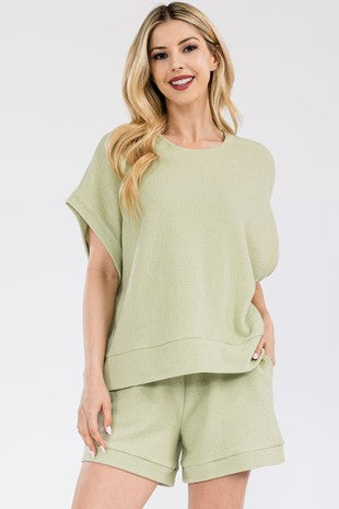 Sage Round Neck Top Set