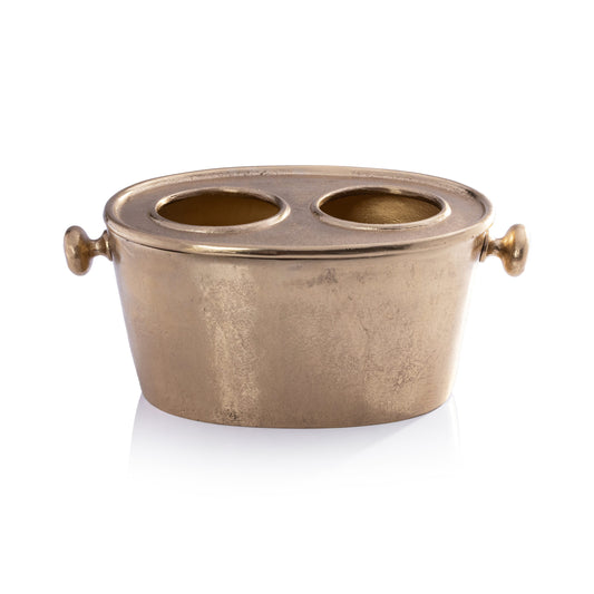 Raw Aluminum Two Bottle Wine Holder