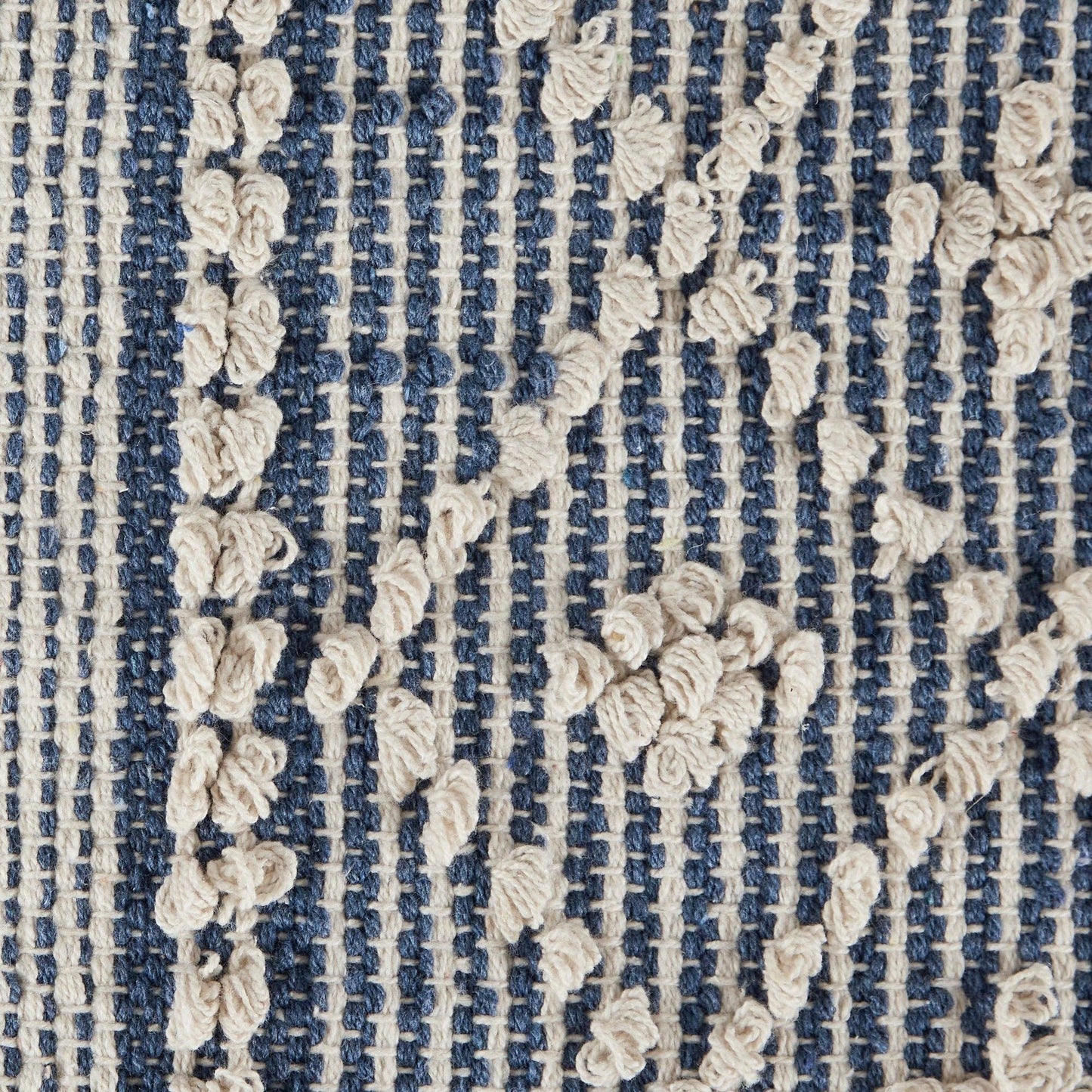 Natural And French Blue Diamond Textured Hand-Loomed Runner