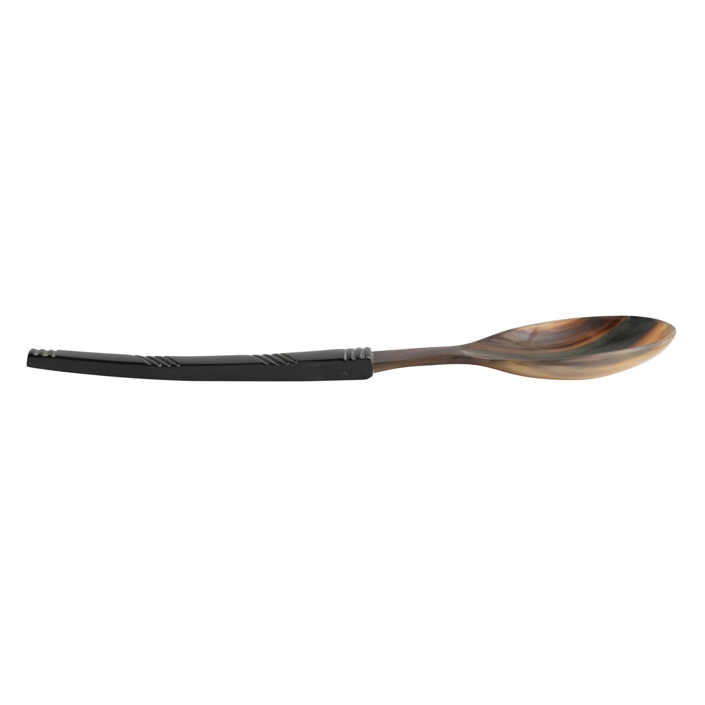 Horn Serving Spoon in Printed Drawstring Bag