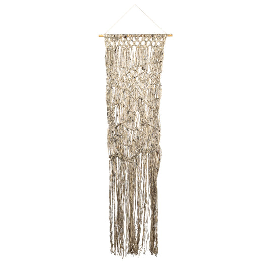 Wool Wall Hanging with Wood Hanger, Natural