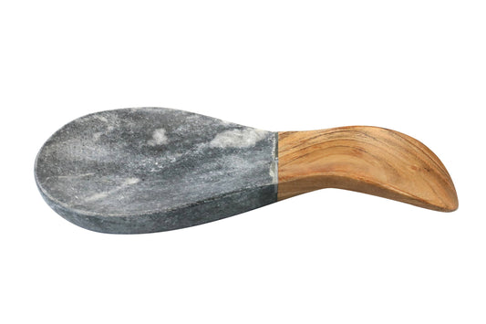 Gray Marble & Wood Spoon Rest