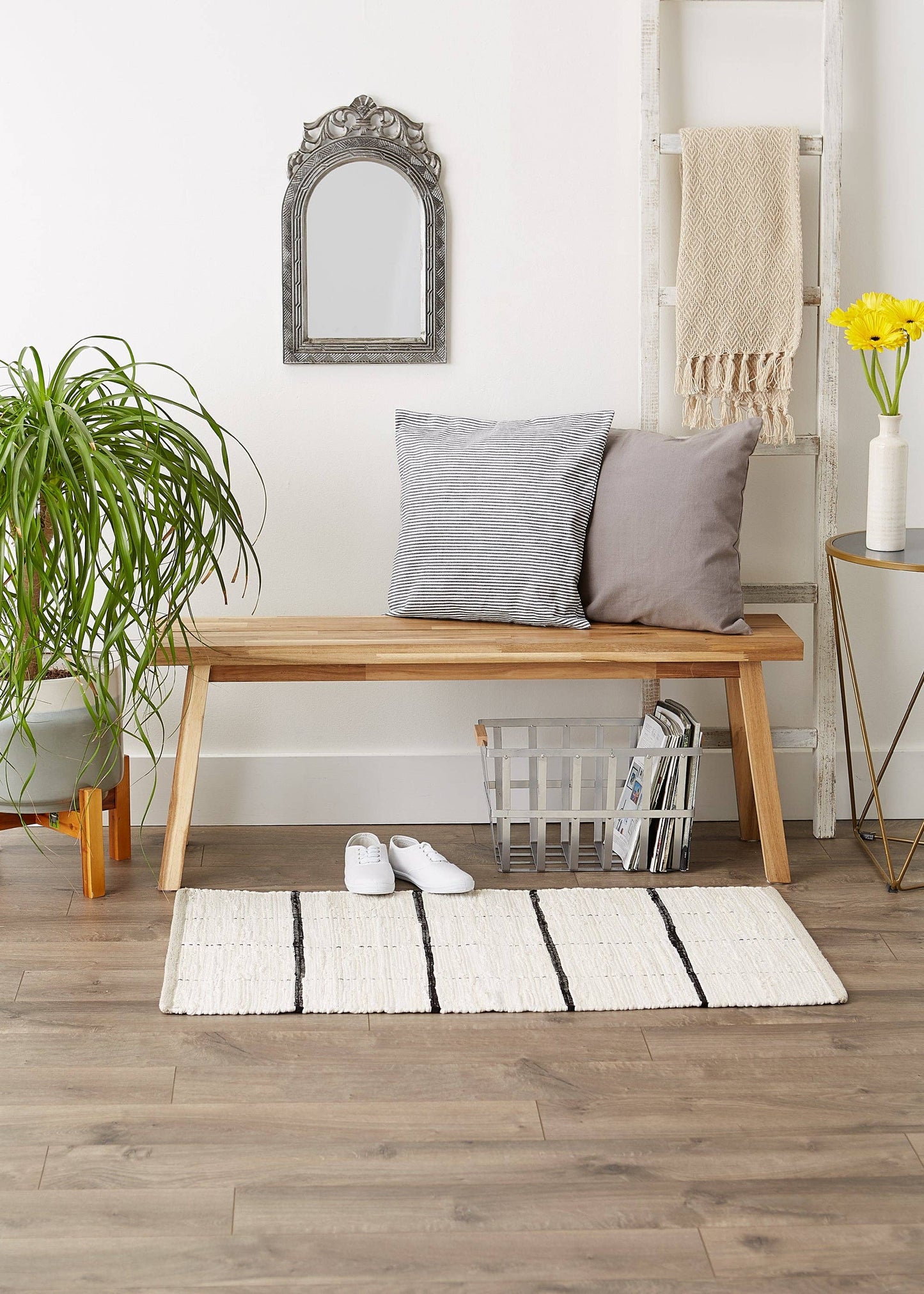 Cream & Black Farmhouse Check Rug 2x3