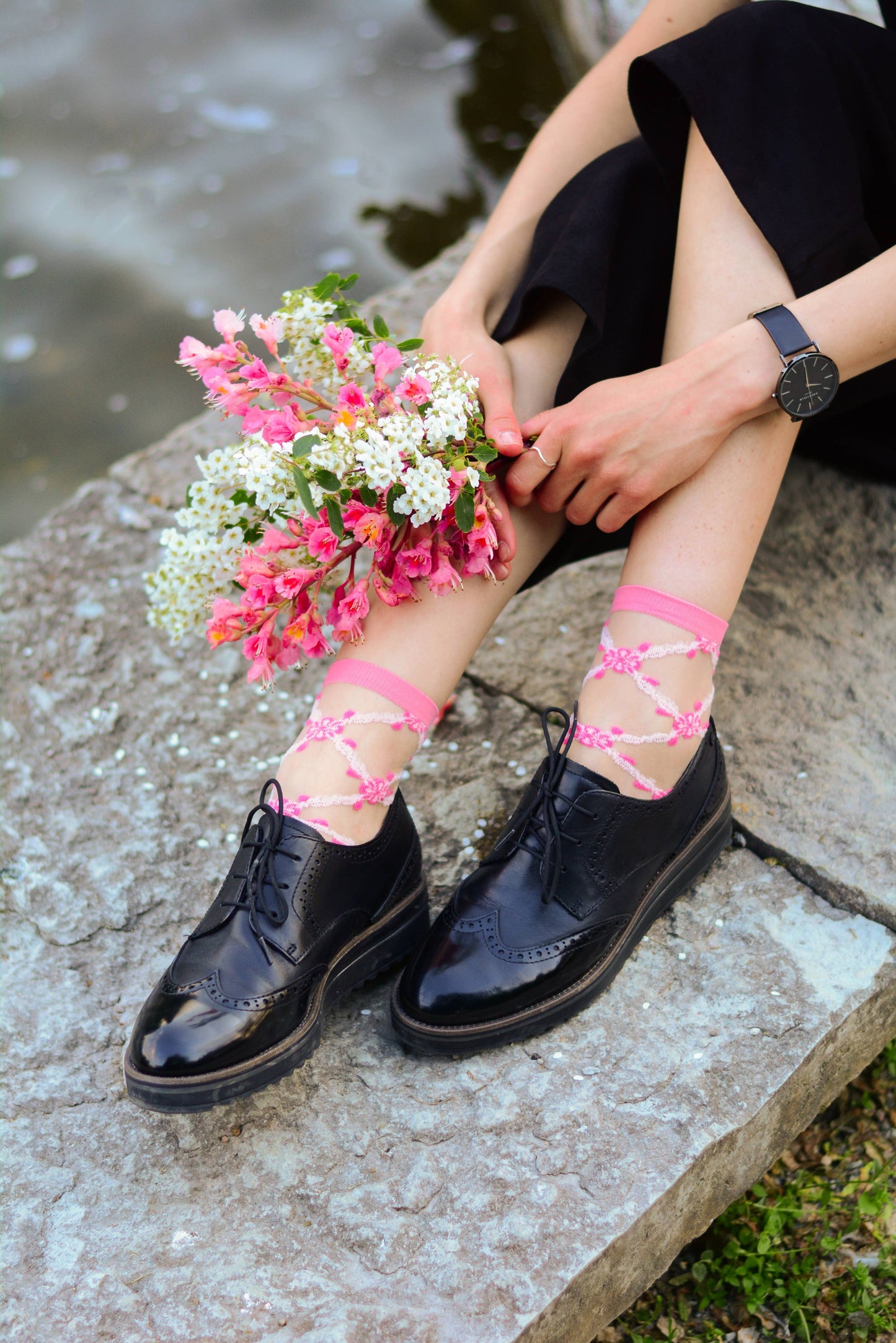 Sheer Laced Pink Socks