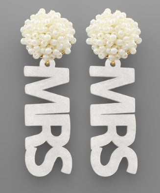 MRS Gold Acrylic & Pearl Beaded Earrings